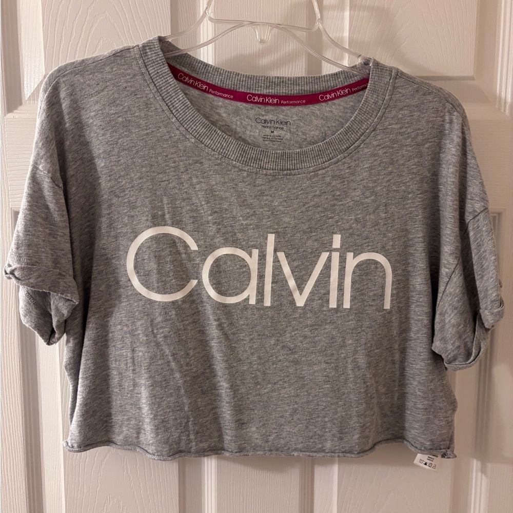 Calvin Klein Heather Gray Logo Crop Top